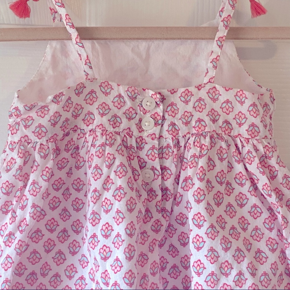 Baby B’gosh floral pink & turquoise dress with tassels on shoulder straps - Picture 5 of 9